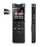 【64GB大容量＆52時間連続使用】TDW ボイスレコーダー ICレコーダー 録音機 超小型 大容量 長時間録音 1536kbps音質 1.44インチ液晶画面 最大4552時間録音保存 簡単操作 タイマー録音 変速再生 VOR自動音声検知 パスワード保護 OTG機能 本機でデータ削除可能 128GBまでのSDカード対応 会話録音/語学勉強/講義などに適用 機械音痴