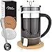 Milu cafetera francesa | 350ml, 600ml, 1L | prensa francesa cafetera embolo de vidrio - French Press Cafetera Tetera leche chocolate café (Acero inoxidable, 350ml (2 tazas)