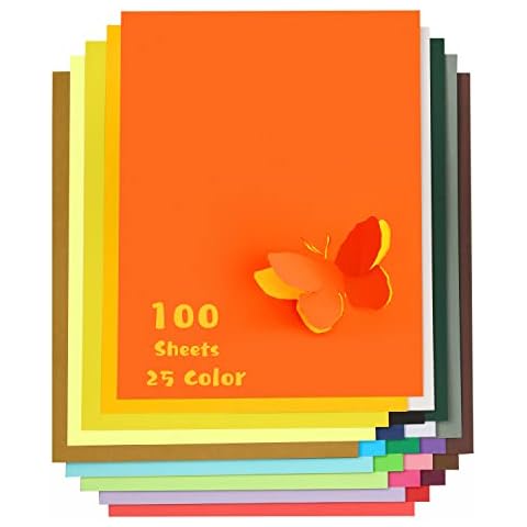 Colored Cardstock 100 sheets, 8.5” x 11” Cardstock Paper - 25 Assorted Colors, 180 GSM Card Stock Printer Paper Scrapbooking Supplies for Diy Crafts, Scrapbooking, Card Making Cover