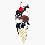 Leyland Designs Silly, Milly, and Bella Ice Cream Cone - Cat Sticker Sticker Outdoor Rated Vinyl Sticker Decal for Windows, Bumpers, Laptops or Crafts 5'