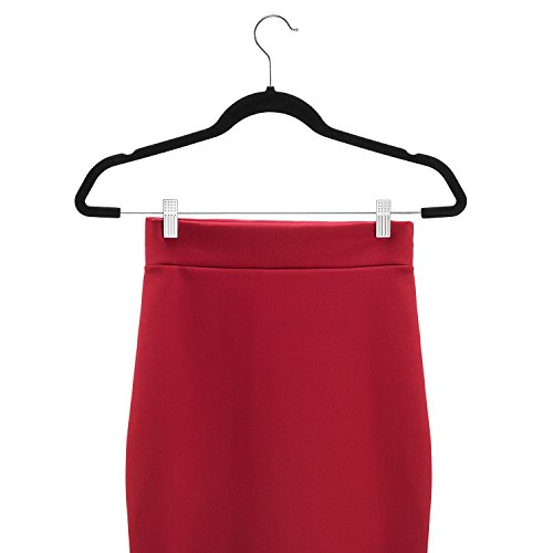 Premium Velvet Skirt Hangers (30 Pack) Non Slip Velvet Pants Hangers with Metal Clips, 360° Hook, Durable Ultra Thin Space Saving Velvet Hangers, Notched Clothes Hangers for Suits, Dress & Shirt