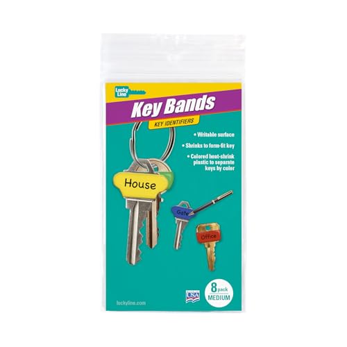 Lucky Line Colorful Key Bands - Key Identifiers Medium, 8 Pack (17108)