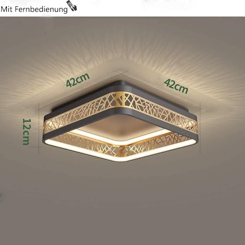 Plafonnier LED dimmable rond en métal noir avec télécommande pour salon - 3