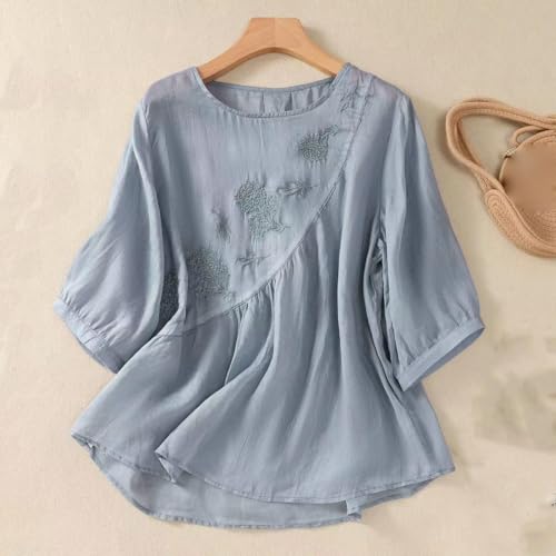Pull d'été en coton et lin uni col rond idéal pour vos vacances - 6