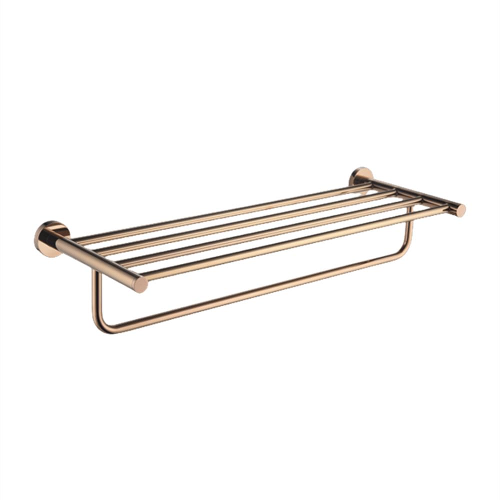 Porte-serviettes en or rose et accessoires de bain chic en acier inoxydable