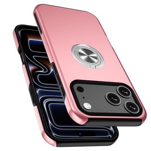 Coque iPhone 17 Pro antichoc or rose silicone mat avec bague support