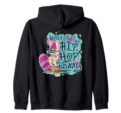 Maglietta grafica divertente per feste di Pasqua con coniglietto hip hop Felpa con Cappuccio