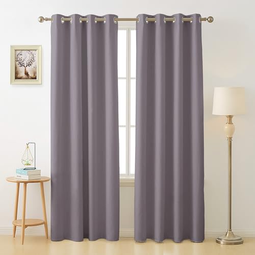 Image of Cloth Fusion 75% Blackout Door Curtains 8 Feet Long Set of 2, Room Darkening Parda with Stainless Steel Grommets for Home Decor (8x4 Feet, Lilac)