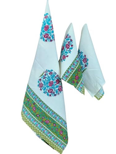 Image of Waffle Cotton Bath & Hand Towel, Hand Block Printed Towel for Bathroom, Quick Drying Towel for Men & Women, Eco Friendly Towel Daily use Towel Pack of 3 Pcs