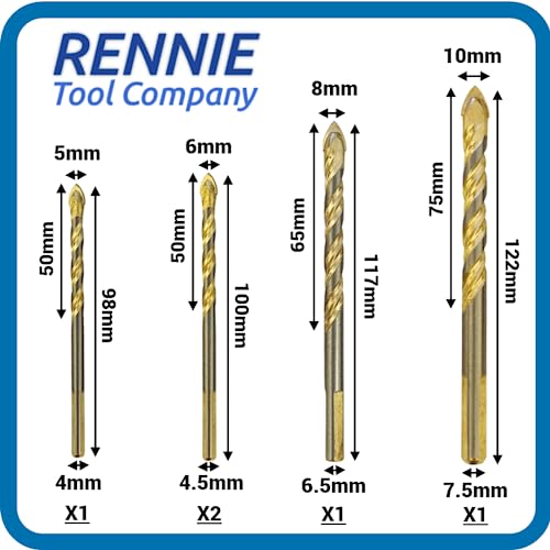 5 Piece Multi-Material Tile Drill Bits Set for Ceramic Porcelain Brick Concrete Glass Plastic Granite Marble Etc with Storage Box. Includes 5mm 6mm 8mm and 10mm TCT Carbide Tipped Drill Bits 5 5 Piece Multi-Material Tile Drill Bits Set for Ceramic Porcelain Brick Concrete Glass Plastic Granite Marble Etc with Storage Box. Includes 5mm 6mm 8mm and 10mm TCT Carbide Tipped Drill Bits - Image 5