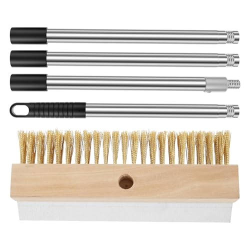 Cepillo para horno de pizza, cepillo para horno de pizza de 58,66 pulgadas | Resistente al calor Comercial Suministro de Cocina Barbacoa Barbacoa Herramienta limpia con raspador para fumadores al aire