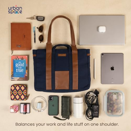 Image of Urban Space Women Tote Bag with Laptop compartment, Handbag for Work, Ladies purse, Stylish Shoulder Bag, Laptop ipad Tote Bags For Office Use, Gift for Women
