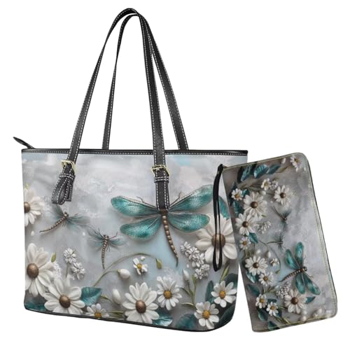 Womens Handbag Wallet Set Leather Satchel Purse Handbag with Wristlet Wallet Top Handle Handbag for Ladies