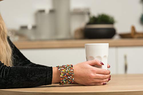 Hfa - African Bracelets For Women - Set Of 2 Bead Bracelets - Made Of 10 Wire Loops Each - African Jewelry - Handmade In Kenya - White, Multicolored, Kb29 #TOP5