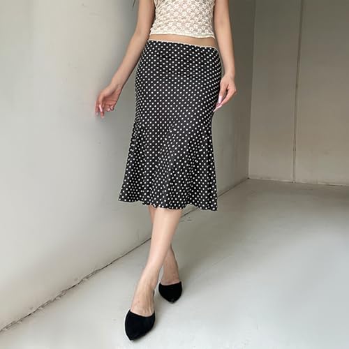 Women's Polka Dot Print Midi Skirt Low Waist Flowy Hem Slim Skirts Summer Trendy Y2k Half Dress Streetwear2
