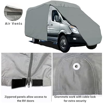 SavvyCraft Premium Class B RV Cover, Waterproof Tear-Resistant Windproof Class B RV Motorhome High Top Conversion Van Cover Trailer Camper Van Cover Fits 18ft with 24 Bubble Top