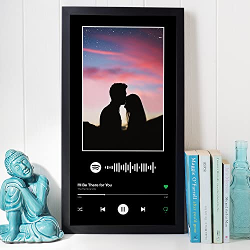 Image of Ritwika's Personalized Desk Photo Frame With Customizable Spotify Song And Photo Of Your Choice | Plaque For Your Loved Ones (Black Background - Wall Spotify 7.5 x 13.5 Inch)