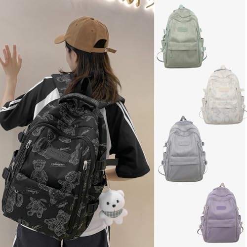 Sac à dos d'école ours noir avec grand espace pour étudiants
