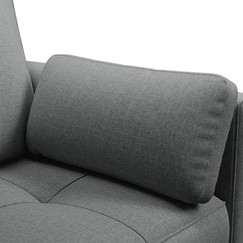 Yaheetech 2 Sitzer Sofa, Polstersofa mit 2 Kissen und Armlehnen, Moderne Couch Loungesofa aus Leinenstoff, Bequemes Loveseat für Wohnzimmer/Schlafzimmer Dunkelgrau