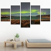 SIGNWIN 5 Panel Canvas Wall Art Astronomy & Space Contemporary Cosmic Dramatic Green Group Photography Realism Ultra for Home Decorations Ready to Hang - 60