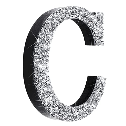 Qunclay Silver Crystal Diamond Bling Letters Crushed Diamond...