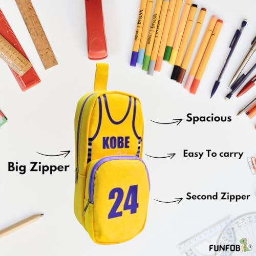 Image of Funfob Football Pencil Box for School College for Pen Pencil Or Other Stationery Basket Ball Pencil Case | Soccer Yellow Cu-rry