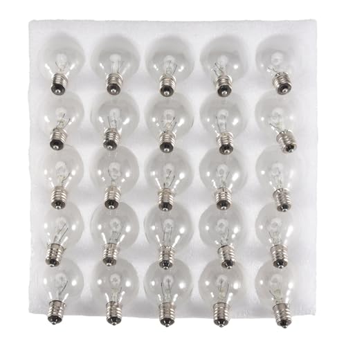 Lonrtesw 25PZ G40 Lampadine di Ricambio E12 Candelabro Base Un Vite Lampadine Un Globo LED per Luci Interne per Esterni Luce Bianca Calda