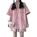 Women Kawaii Bear T-Shirt Cute Japanese Shirt Anime Graphic Tees Korean Preppy Short Sleece Oversized Clothes Tops (Pink,S,Small,Small)