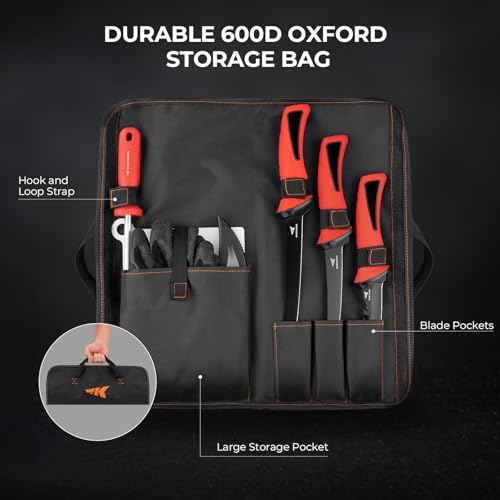 KastKing Intimidator Fillet Knife Set – G4116 German Stainless-Steel Blades, Non-Slip Handle, Includes Folding Fillet Board, Fish Scaler, Rubber-Coated Gloves, Honing Rod, and Durable Storage Bag