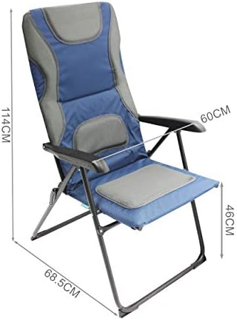 Homecall 30042 Folding garden camping chair steel Rip-Stop polyester/mesh padded backrest adjustable extra high blue/grey, 114.0 cm*70.0 cm*60.0 cm