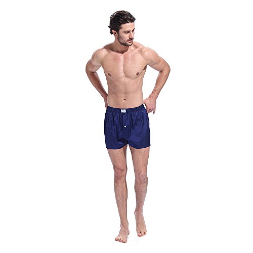 LilySilk Herren Reine Seide Boxershorts Luxus und Gesundheit Unterwäsche Rot Schwarz Grau Blau Nachtwäsche Unterhosen männer Set Retroshorts(Blau,M)