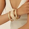 POTIANDEFUGUI 3PCS Chunky Acrylic Bangle bracelets Set for Women Resin Bangle Gold Bracelet Stack Fashions Thick Acetate Statement Trendy Jewelry Set (Withe) #1