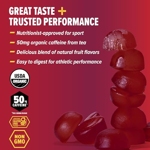 Image of Honey Stinger Cherry Cola Caffeinated Energy Chew, Gluten Free, with Caffeine, for Exercise, Running and Performance, Sports Nutrition for Home & Gym, Pre and Mid Workout, 21.6 Ounces (Pack of 12)