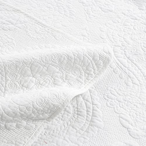 image for Cozy Line Home Fashions Bailee Matelasse Medallion Solid White 100% Co