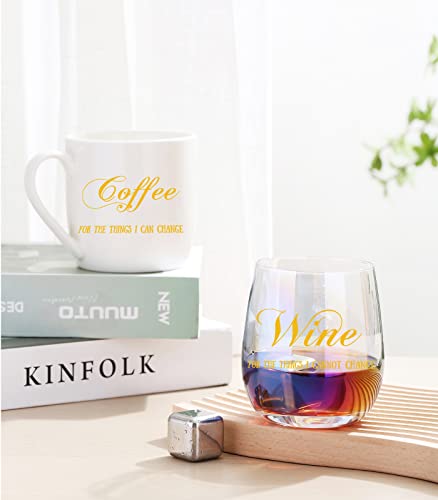 Coffee Mug Wine Gift Set With Whisky Stone, White Cup And Stemless Wine Glass Set For Coworkers Best Friend Teacher Doctor Nurse Dentist 11 Oz #TOP5