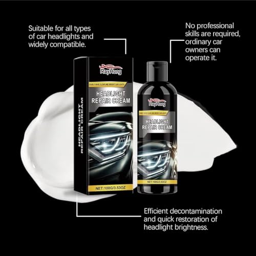 Image of Car Headlight Restoration Kit - Clears Scratches, Dirt & Oxidation for Crystal Clear Headlights, Easy to Apply, Long-Lasting Shine,100ml Cleaner with Sponge & Cloth