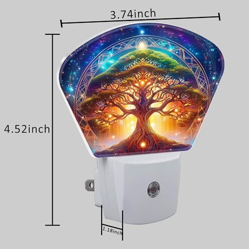 Image of Fantasy Tree of Life Night Light Tree in Milky Way Nightlight Plug into Wall with Dusk to Dawn Sensor for Kid Girls Boys Women Men Room, Hallway, Kitchen, Bathroom, Stairs Decor