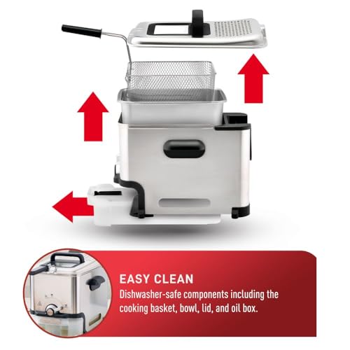 T-fal 3.5L Deep Fryer with Oil Filtration System: 1700W Stainless Steel Fryer, Dishwasher Safe Parts, Digital Timer, Adjustable Temperature Control for Perfect Golden Crispy Results by T-Fal - Image 7
