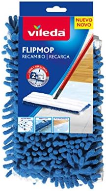 Vileda Recambio Flip Mop Zapasowa Głowica do Mopa, Biały/Niebieski, 14 x 3,5 x 28 cm
