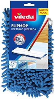 Vileda Recambio Flip Mop Zapasowa Głowica do Mopa, Biały/Niebieski, 14 x 3,5 x 28 cm