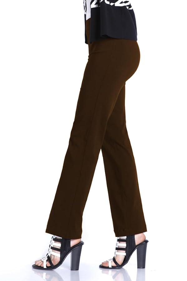 Women's Pull-On Relaxed Leg Pants with Tummy Control | Slimsation | Wide-Leg Comfort, Slimming Fit | 4-Way Stretch, 31" Inseam, Wrinkle Resistant (Chocolate | 8) by SLIM-SATION - Used condition - US$65.55