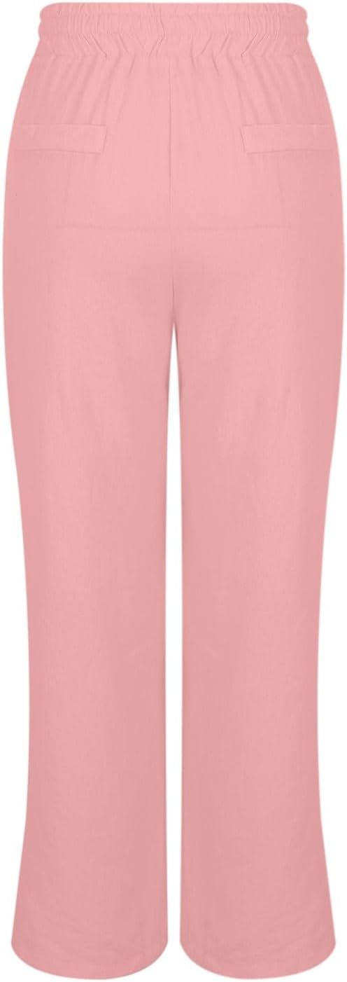Linen Pants Women with Pockets Dressy Palazzo Wide Leg Trousers 2026 Spring Summer Travel Beach Vacation Outfits - Image 6