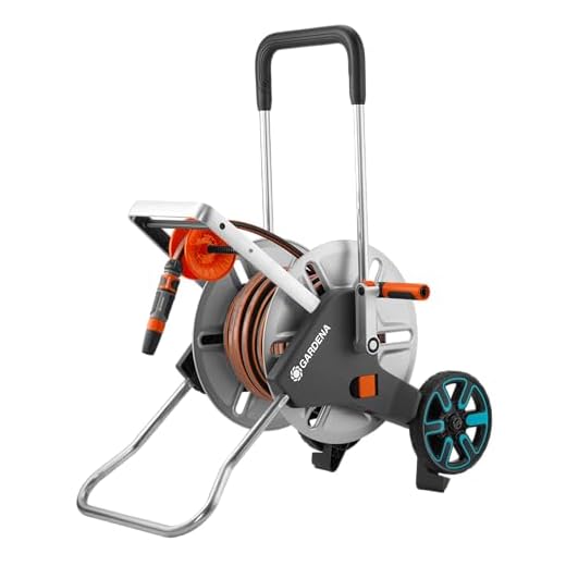 Gardena CleverRoll M Easy Metall Set: Schlauchwagen mit 60 m Kapazität, sehr standfest, stabile Schlauchführung, inkl. 25m Schlauch (18547-20)