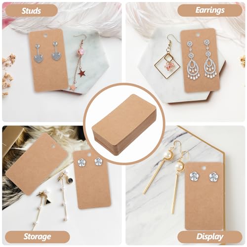FOMIYES 100pcs Earring Cards Kraft Paper Earring Display Cards Earring Holder Cards Tags for Necklace Bracelet Earrings Hanging Cards Brown - Image 3