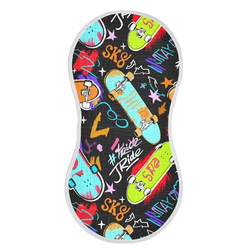 xigua Colorful Skateboards Muslin Baby Burp Cloths Set of 4, Super Soft & Absorbent Burping Rags, Cotton Burp Clothes Shower Gift for Newborn, Baby Girls and Boys