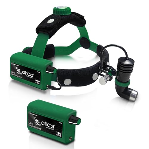 Image of OTICA 10W ENT Surgical LED Headlight High-Intensity Medical Headlamp for Doctors Hospital Dental Portable Rechargeable Headlight (Brightness, Spot Size Control + Dual Detachable Battery) - Green