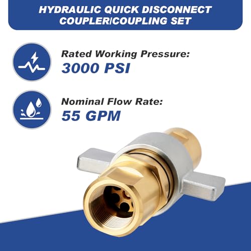 Image of 1 inch NPT Wet Line Wing Nut Hydraulic Quick Disconnect Coupler /Coupling Set, Heavy Duty Brass For Live Dump Trailer Hydraulic Systems