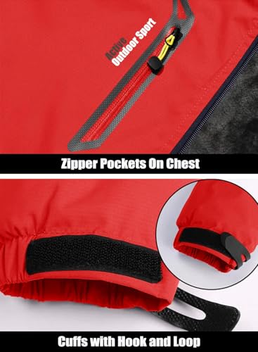 MAGCOMSEN Waterproof Jacket Mens Winter Ski Jackets Fleece Lined Thick Softshell Jacket for Men Cold Mountain Quick Dry Coats with Multi Pockets Red - Image 7