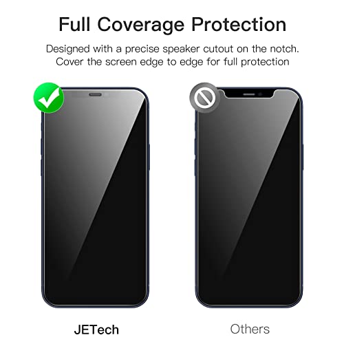 Jetech Full Coverage Screen Protector For Iphone 12/12 Pro 6.1-Inch, 9H Tempered Glass Film Case-Friendly, Hd Clear, 3-Pack #TOP1