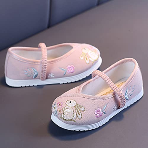Girls Flat Bottomed Embroidered Sandals Fashionable Costume Children Performance Children Embroidered Girls Shoes 13 (Pink, 9 Toddler)4